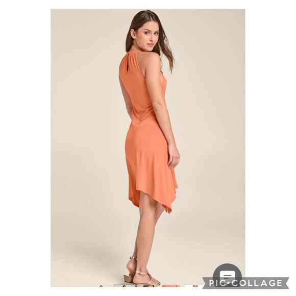 Coral Keyhole Cocktail Dress Med New - Picture 12 of 13